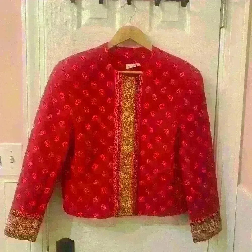 Vintage Vera Bradley Quilted Jacket Red Paisley Size M